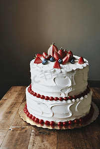 草莓蓝莓摄影照片_香甜软糯的双莓蛋糕摄影图9