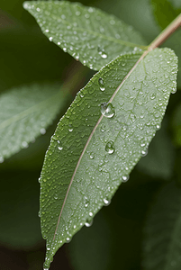 清叶子摄影照片_绿色树叶露珠露水实拍特写高清图片