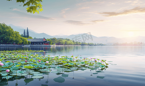夜景湖摄影照片_中国的西湖风景