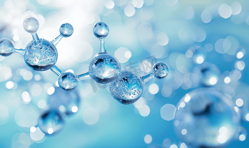 抽象分子设计清澈的蓝色水原子
