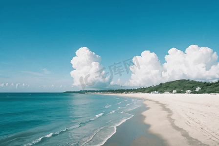 大海沙滩蓝天白云高清摄影图3