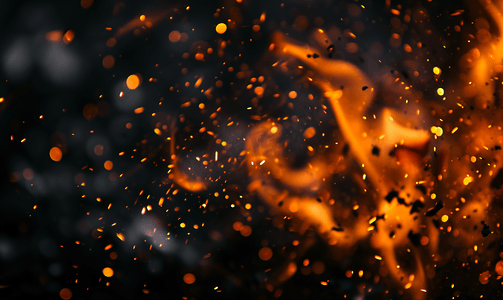 文字动态火焰摄影照片_在黑色背景的火焰火花