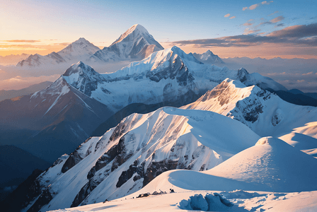 日照雪山金山摄影图