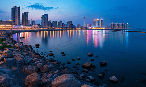 青岛现代城市风景海岸线