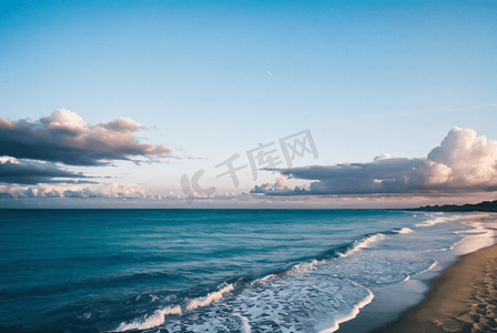 大海沙滩蓝天白云高清配图8高清摄影图