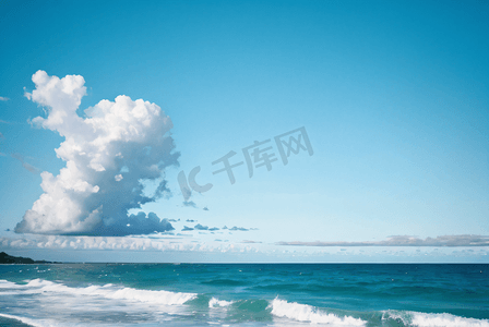 蓝天白云大海摄影照片_大海沙滩蓝天白云高清摄影图4