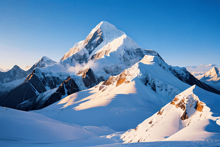 日照雪山摄影照片_冬季日照金山高清摄影照片4