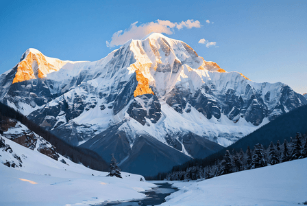 冬季寒冷雪山高山摄影照片3