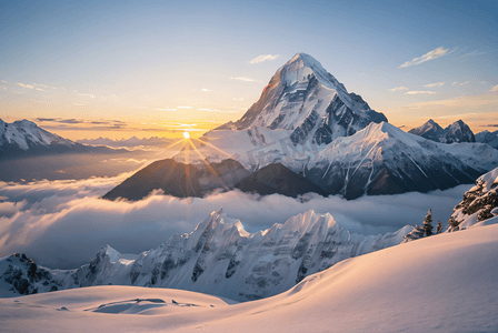 冬季寒冷雪山高山摄影配图0