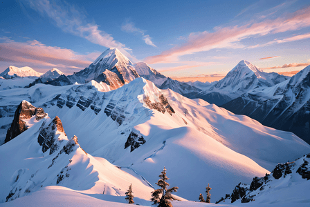 日照雪山摄影照片_冬季日照金山高清摄影图片3