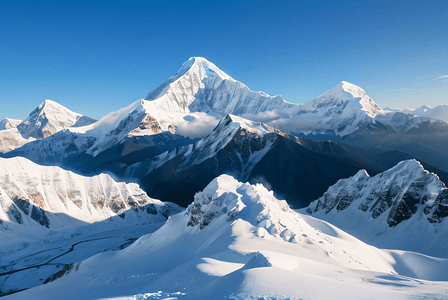 冬季寒冷雪山日出摄影图3