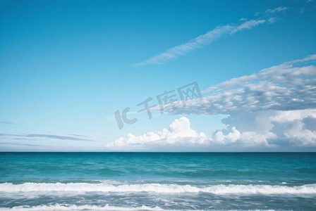 蓝天白云大海摄影照片_蓝天白云下的大海沙滩摄影图片8