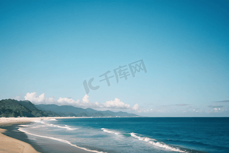 大海沙滩蓝天白云高清配图5照片