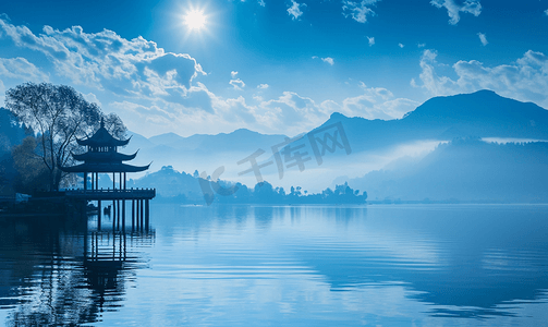 西湖十景国画摄影照片_中国的西湖风景