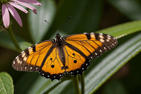 一直美丽的黄色蝴蝶摄影图片3