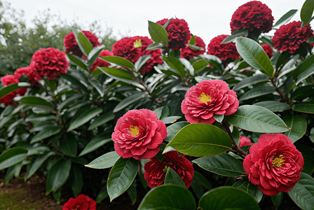 粉色花朵摄影照片_春天绽放的粉色山茶花摄影图片9