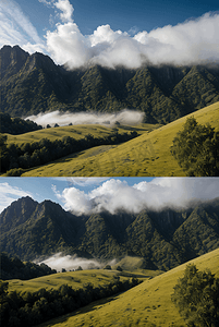 绿色大山云雾摄影图片0