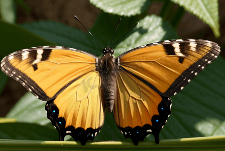 花丛中的黄色蝴蝶摄影图片2