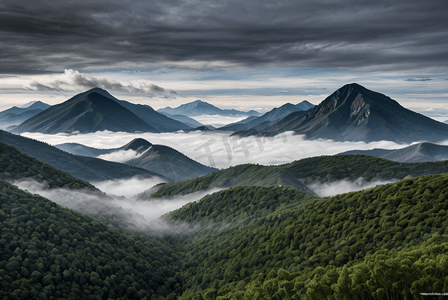 云雾缭绕的山脉摄影图6