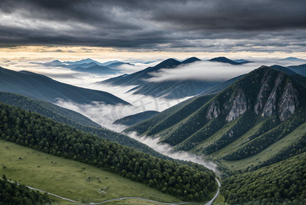 云雾缭绕的山脉摄影图片6