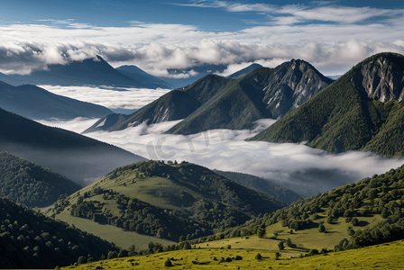 云雾缭绕的山脉摄影图7