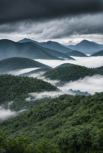 高山山脉云雾摄影图片0