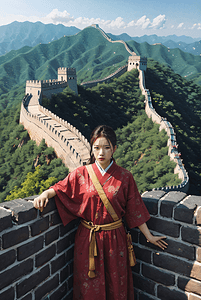 万里长城游客风景照片