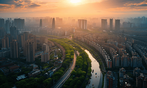 高空摄影成都城市风景摄影