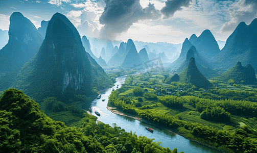 植物阳光摄影照片_自然风景河流天空多云