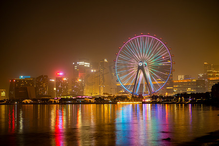 深圳城市标志性建筑前海湾摩天轮夜景