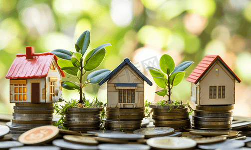 存钱买房和贷款的商业投资的房地产概念