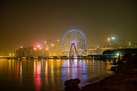 深圳城市标志性建筑前海湾摩天轮夜景