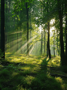 神秘摄影照片_自然风景在森林的早晨