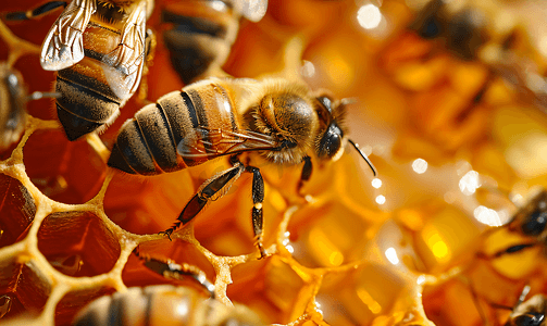 正在采蜜忙碌的蜜蜂1