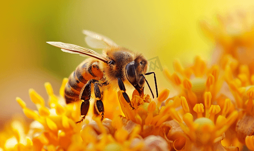 春天蜜蜂采花蜜