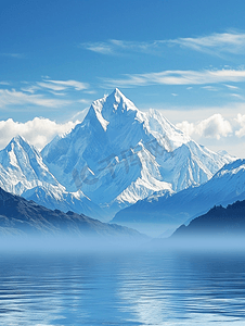 自然风景摄影照片_自然风景雪山的全景视图