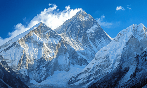 雪山高原摄影照片_自然风景喜马拉雅山珠穆朗玛峰地区