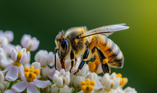 采蜂蜜摄影照片_春天蜜蜂采花蜜