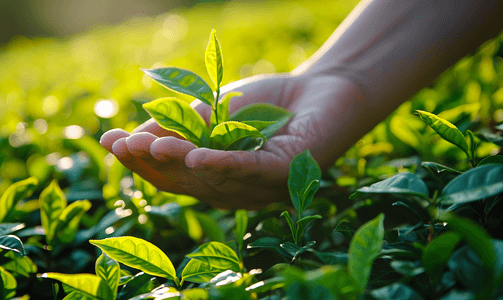 春茶摄影照片_采茶春茶手捧茶叶