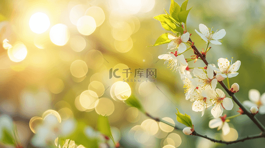 春天公园里树枝上小花绽放的背景图7