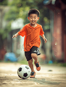 东奥冠军摄影照片_青年足球队玩足球游戏的年轻男孩