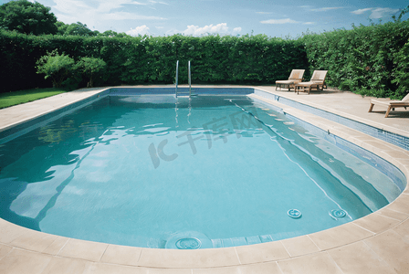 夏季清凉蓝色游泳池摄影照片7