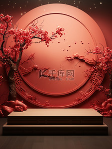 春节红色元素电商背景