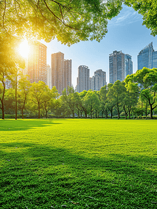 阳光的树下摄影照片_阳光下的城市公园美景