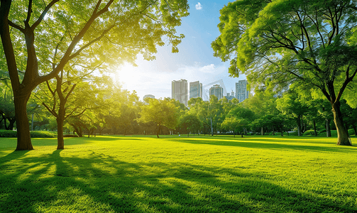 阳光下的城市公园美景