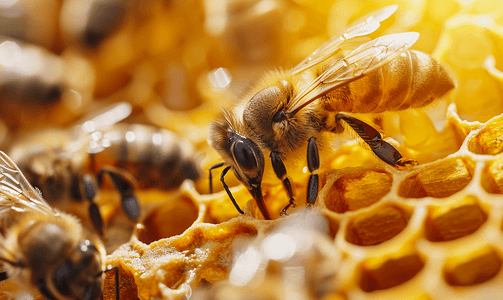 采蜂蜜摄影照片_蜜蜂采蜜蜂蜜