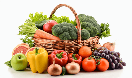 蔬菜水果篮子瓜果水果蔬菜篮子堆