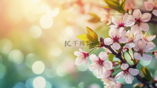 桃树桃花背景图片_春天阳光下公园里树枝花朵开放的背景23