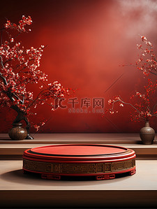 大促元素背景背景图片_春节红色元素电商背景