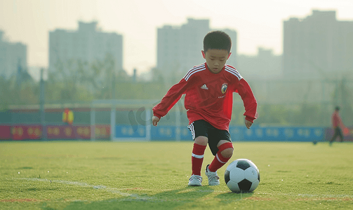 足球队背景摄影照片_青年足球队玩足球游戏的年轻男孩